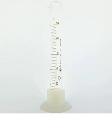 Цилиндр мерный стеклянный с носиком и подставкой из пластмассы, 50 мл ЦиліндрСкло50мл фото